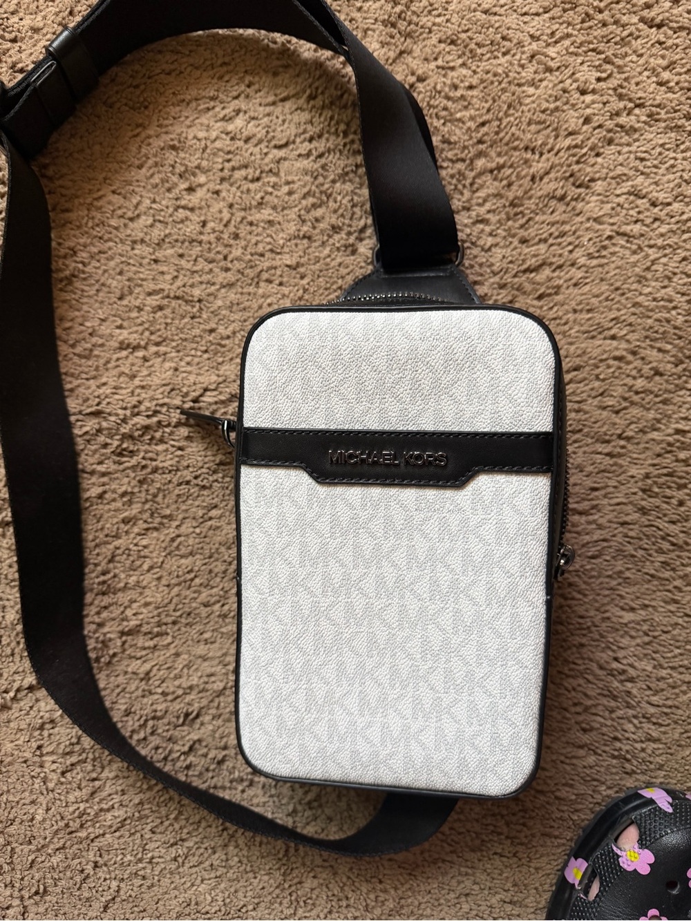 Michael Kors White and Black Men’s Crossbody Belt Bag